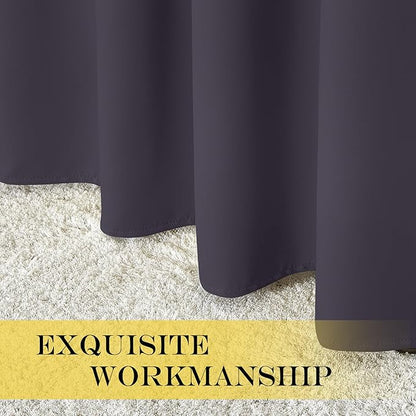NICETOWN Blackout Window Curtain 90 inch Length - Room Darkening Thermal Insulated Grommet Large Window Treatment Light Blocking for Bedroom/Doorway (Greyish Purple, 1 Panel, W52 x L90)