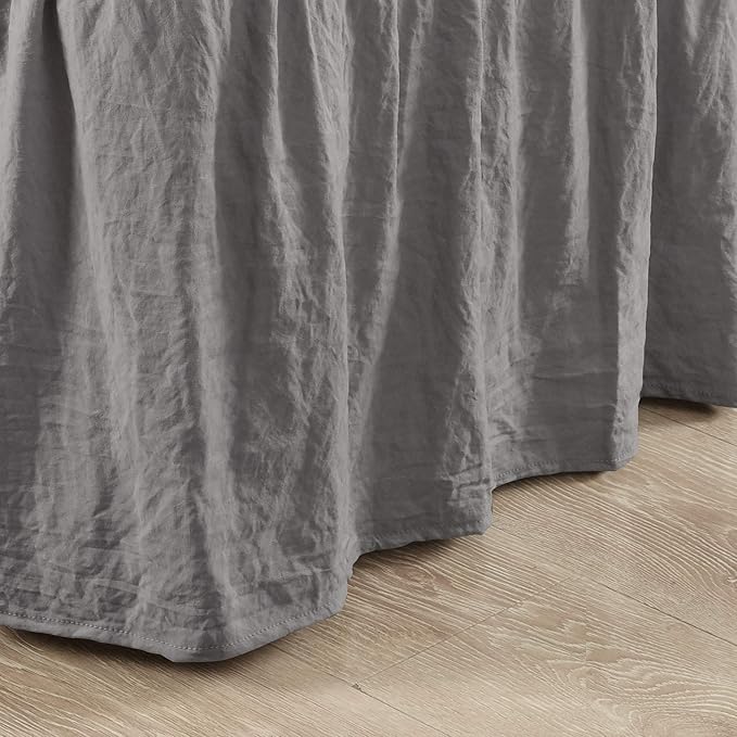 Lush Decor Ruched Ruffle Elastic Easy Wrap Around Bed Skirt Single Twin/Twin XL/Full Dark Gray - Twin Bed Skirt - Dust Ruffle - Gray Bedskirts