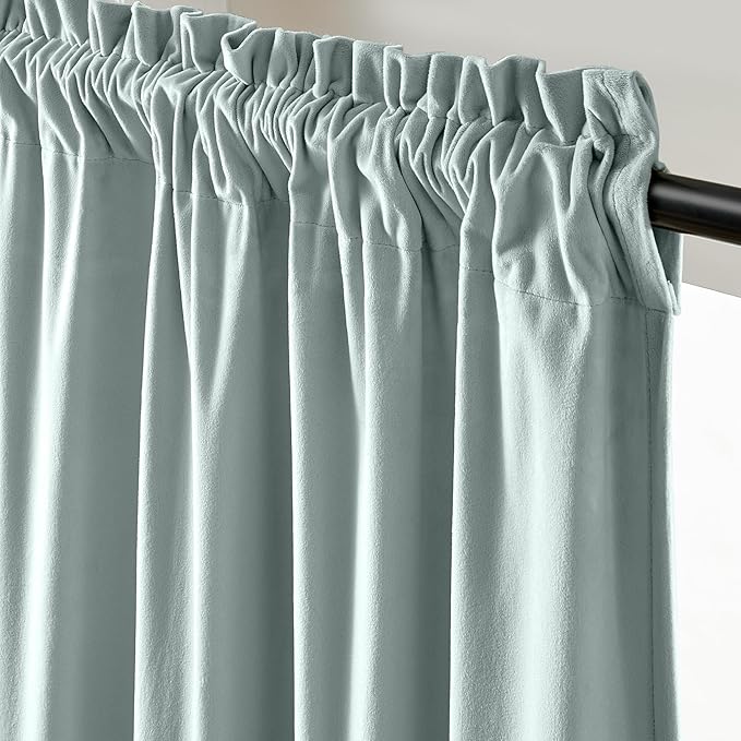 Lazzzy Velvet Blackout Curtains Thermal Insulated Room Window Drapes Super Soft Luxury Curtains for Living Room Bedroom Rod Pocket 2 Panels, Misty Blue, 52" W x 108" L
