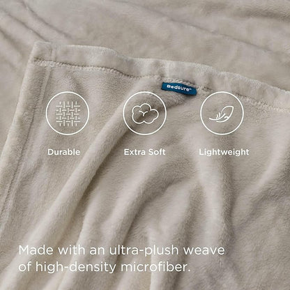Bedsure GentleSoft Fleece Throw Blanket for Couch Oxford Tan - Lightweight Plush Fuzzy Cozy Soft Blankets and Throws for Sofa, 50x60 inches