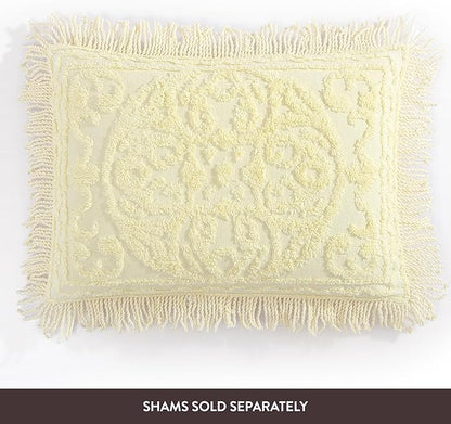 Beatrice Home Fashions Medallion Chenille Bedspread, Full, Yellow