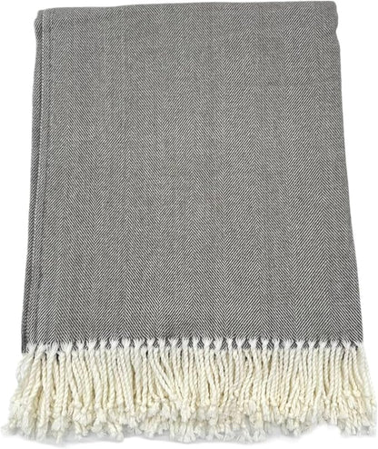 Alashan Cotton Acrylic Adirondack Herringbone Woven Throw (Otter)