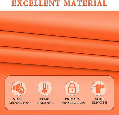 Vibrant Orange Light Reducing Curtains 90 Inches Long - Fall Colored Room Darkening Thermal Insulated Drapes Window Treatment Curtains for Living Room Patio Door,2 Panels,W 52 x L 90 Inch