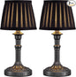 KDG Cordless Portables Table Lamp Set of 2, LED Fabric Shade Small Desk Lamps, 5000mAh Battery Powered Lighting, 2700K Stepless Dimmable Light for Living Room, Dining Room, Bedroom (Mottled Silver)