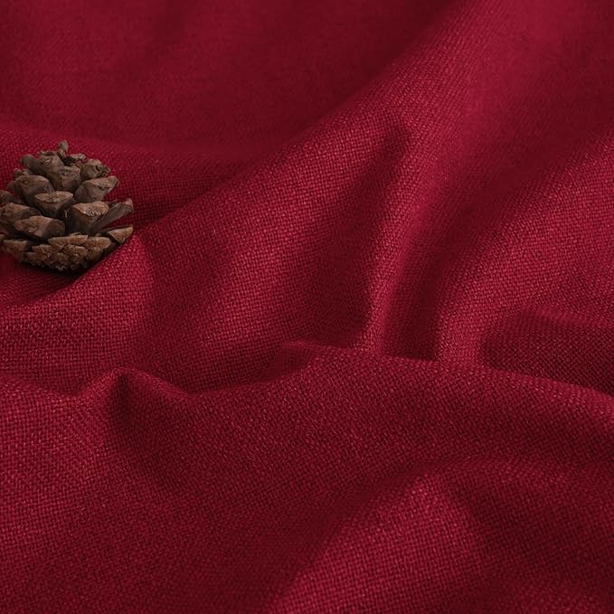 Red Christmas 100% Linen Blackout Curtains 63 Inch Long 2 Panels, Thick Heavy Thermal Insulated Cold Blocking Noise Reducing Window Curtains for Winter Decoration, Each 52x63 Inch 2 Panels