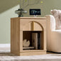 ACCOHOHO Modern Night Stand with Arched Panel,18" Wooden nightstand with Charging Station,Bedside Table with Drawer Storage,Side End Table with Open Shelf for Bedroom,Living Room,Natural Oak