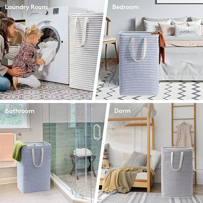 Lifewit 2 Pack Laundry Hamper Large Collapsible Laundry Basket, Freestanding Waterproof Cloth Hamper with Easy Carry Handles in Laundry Room Bedroom Bathroom College Dorm for Adult, Grey&Blue, 2 x 80L