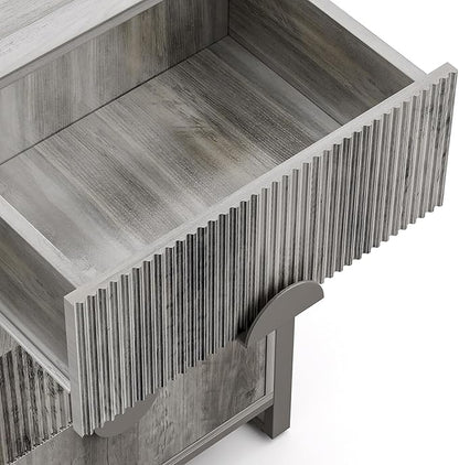 LGHM Fluted Dresser for Bedroom with 6 Drawers, Modern 6 Drawers Dressers with Semicylinder Fluted, Solid Chest of Drawers, 44.5" Tall Dresser with Stable Steel Frame, Metal Handles, Gray