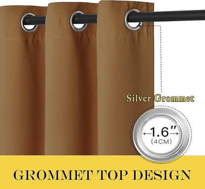 NICETOWN Sliding Door Curtain 108 Inches Long - Blackout Thermal Insulated Grommet Room Divider Privacy Drape for Patio Glass Door, 1 Panel, Gold Brown, 100 Inch Extra Wide