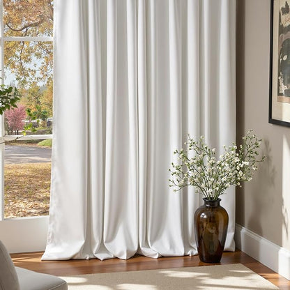 Lazzzy White Blackout Velvet Curtains for Living Room Bedroom 90 Inch Long Insulated Lined Drapes Rod Pocket Modern Window Treatments 2 Panels Set