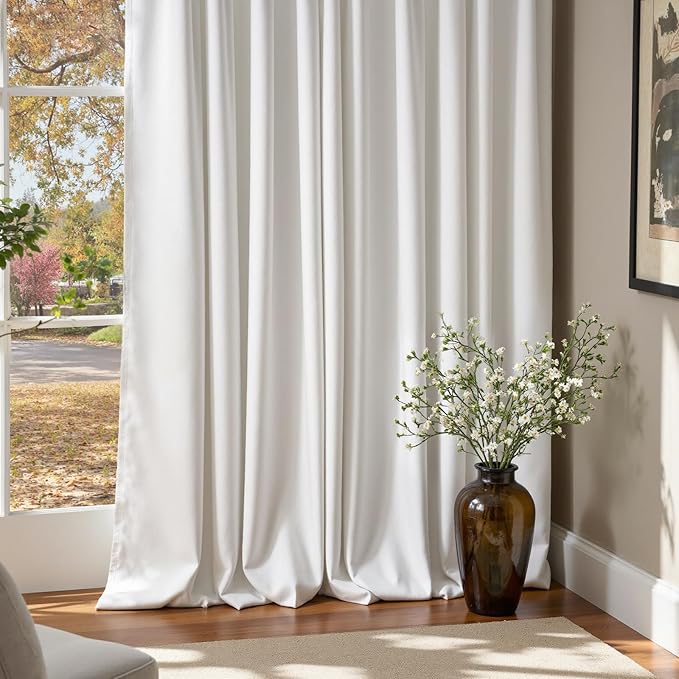 Lazzzy White Blackout Velvet Curtains for Living Room Bedroom 84 Inch Long Insulated Lined Drapes Rod Pocket Modern Window Treatments 2 Panels Set