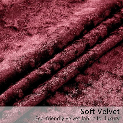 SMILETIME Burgundy Red Crushed Velvet Curtains 52x108 inch Luxurious Thermal Insulated Soundproof Drapes for Living Room Bedroom Office Soft and Durable Light-Filtering Window Treatments, 2 Panels