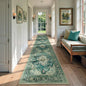 Area Rugs 2'6''x14' Washable Non-Slip, Floral Vintage Distress Print Pattern Medallion Carpet for Living Room Bedroom Dining Room, Dark Blue Vintage