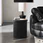 LuxenHome Wood Round Side Table, 19" Fluted End Table for Small Spaces, Mid Century Modern Black Wooden Accent Tables, Small Bedside Table, Couch Side Table, Nightstand for Living Room Bedroom Couch