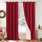 Red Linen Blackout Christmas Curtains for Living Room - Thermal Insulated Heavy Curtains 84 Inch Long, Thick Light Blocking Soundproof Curtains for Winter Bedroom Each 52x84 Inch 2 Panels