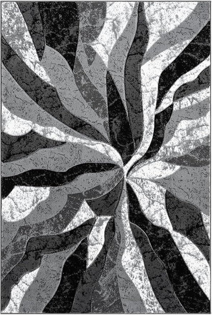 Modern Abstract Area Rug Hand Carved Contemporary Geometric Swirls Vibrant Colors Carpet for Living Room Bedroom Design PR1002 (Grey, 5' x 7')