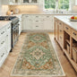 Area Rugs 3'x7' Washable Non-Slip, Floral Vintage Distress Print Pattern Medallion Carpet for Living Room Bedroom Dining Room, Brick Red Rust Neutral Brown Burnt Orange Green