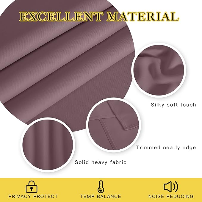 NICETOWN Blackout Curtains & Drapes - Privacy Thermal Efficiency Backdrop Curtains for Bedroom Room Divider Living Room Patio Sliding Glass Door, Wide 80 x Long 144 inch, Dry Rose, 1 Panel
