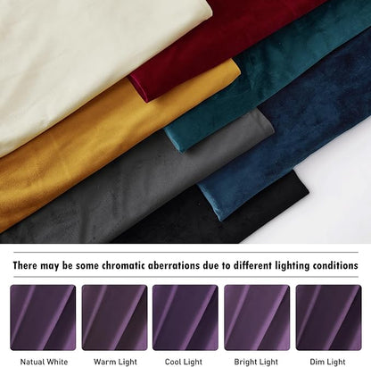 RYB HOME Purple Velvet Curtains 102 inches, Back Tab Soft Fabric Room Darkening Thermal Insulated Luxurious Home Decor Curtains for Living Room Bedroom, W 52" x L 102", 2 Panels Set