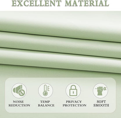 DONREN Light Green Blackout Curtains 48 inches Long for Short Window, Rod Pocket Thermal Insulated Energy Efficiency Window Draperies for Kids Room (2 Panels, 52-inch Wide by 48-inch Long)