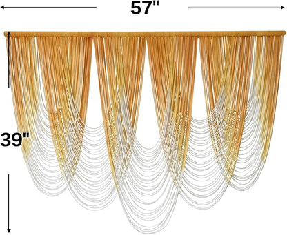IOWER Macrame Wall Hanging Large Yellow Yarn Tapestry Headboard Decor Handmade Fiber Art Backdrop for Boho Bedroom, Living Room, 57" W x 41" L
