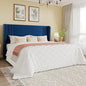 SHA CERLIN Full Size Velvet Upholstered Platform Bed Frame with Vertical Channel Tufted Wingback Headboard, Wooden Slats Support, Easy Assembly, Under Bed Storage, No Box Spring Required, Blue