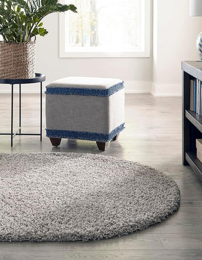 Unique Loom Solid Shag Collection Area Rug (8' x 10' Oval, Cloud Gray)