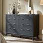 T4TREAM Fluted 9 Drawers Dresser, 54" Wide Modern Chest of Drawers with Faux Marble Top, Curved Profile Design, Dresser TV Stand, Wood Drawer Organizer for Bedroom, Living Room, Hallway, Dark Grey