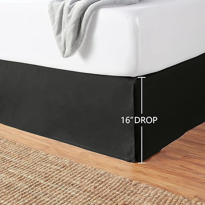 Amazon Basics Lightweight Pleated Bed Skirt, Queen, Black, Solid