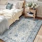 Area Rugs 3'x5' Washable Non-Slip, Floral Vintage Distress Print Pattern Medallion Carpet for Living Room Bedroom Dining Room, Light Blue Navy Beige Gray White