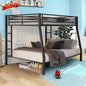 Upgraded Version Thicken Metal Heavy-Duty Full XL Over Queen Bunk Bed, Best Modern Style Stronger Full Over Queen Size Bunk Bed Frame with Ladder for Adults, Easy Assembly (Full XL Over Queen-A)