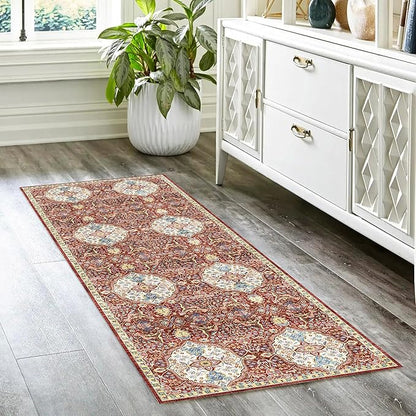Gertmenian Indoor Bohemian Runner - 2x6 Runner, Non-Shedding, Ideal for High Traffic in Living Room, Kitchen, Entryway - Moroccan, Red, 26843