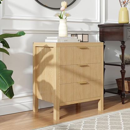 Nightstands Set of 2, Bedside End Table, Modern Wooden Night Stand with 6-Drawer - Boho Cabinet Accent Storage Furniture for Bedroom, Living Room, Nature