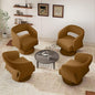 Swivel Accent Chair Set of 4, Modern Comfy Teddy Barrel Chairs, Oversized Upholstered Round Arm Chair for Living Room, Bedroom, Reading Room, Brown