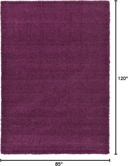 Unique Loom Solid Shag Collection Area Rug (7' 1" x 10' Rectangle, Eggplant Purple)