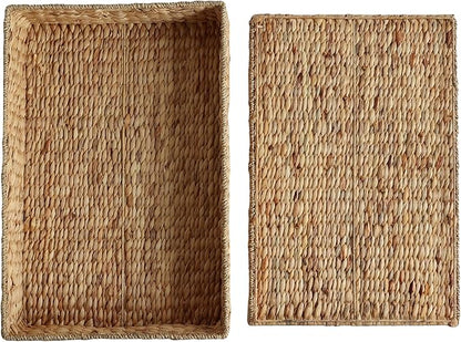 happimess BSK2015A Holden 30" Classic Costal Hand-Woven Hyacinth Wicker Under Bed Storage Basket with for Storage and Decoration in Bathroom, Bedroom, Closet, Entryway, Natural