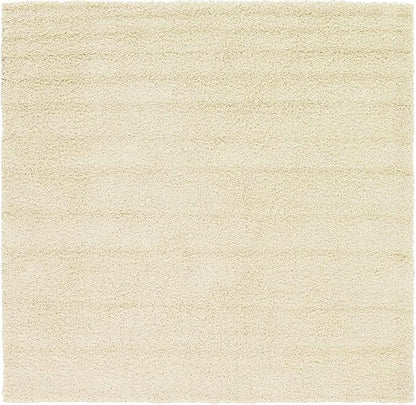 Unique Loom Solid Shag Collection Area Rug (7' 10" Square, Pure Ivory)