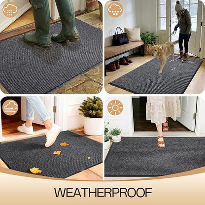 Amyracel Front Door Mat Indoor Outdoor Entrance, 24" x 72" All-Season Waterproof Doormat for Enterway, Heavy Duty Commercial Floor Mat, Fade Resistant, Rubber Back, Low Profile, Easy Clean