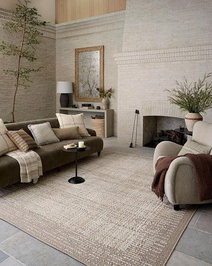 Loloi Amber Lewis Bexley Collection BEX-06 Natural/Taupe 11'-6" x 15' Area Rug Neutral, Textured, Living, Bedroom, Dining, Carpet