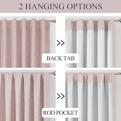Vision Home Pink Full Blackout Curtains 63 inch for Girls Bedroom Thermal Insulated Room Darkening Window Treatment Set Rod Pocket Back Tab Modern Soundproof Pink Drapes 2 Panels 50" Wx63 L
