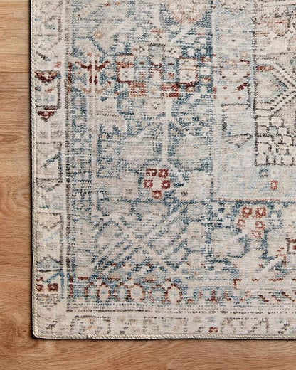 Loloi Chris Loves Julia Jules Collection JUL-07 Natural/Ocean 3'-6'' x 5'-6'', .13" Pile Height, Accent Rug