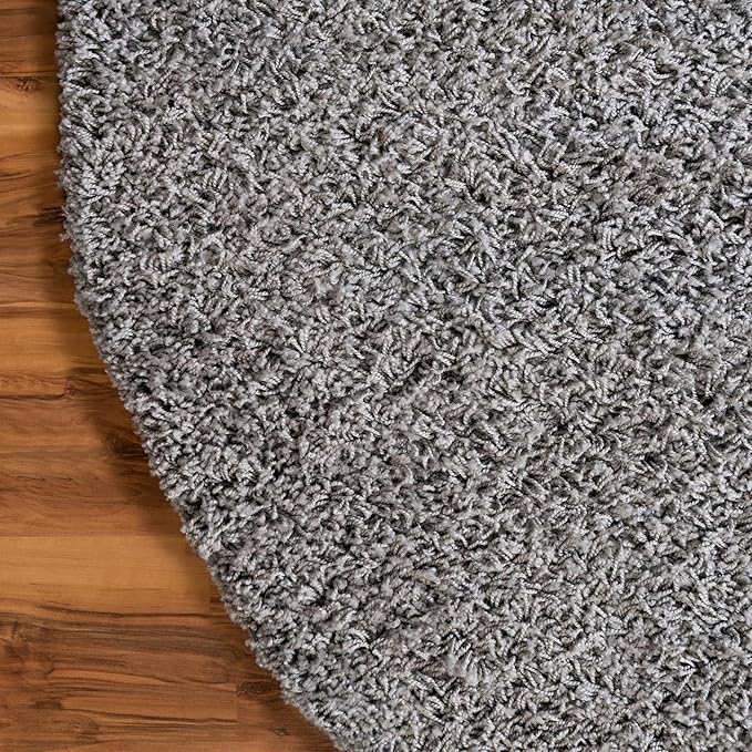 Unique Loom Solid Shag Collection Area Rug (8' x 10' Oval, Cloud Gray)