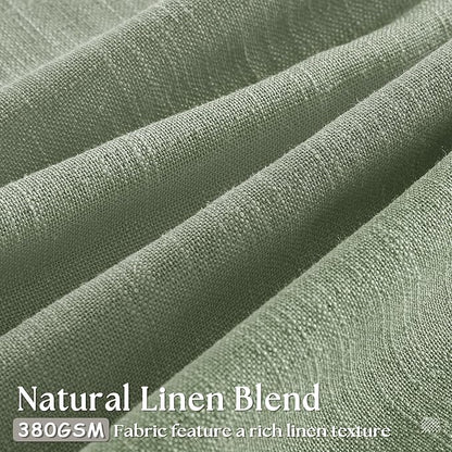 Sage Green Pinch Pleated Linen Curtains 80 Inches Long for Living Room Bedroom Light Filtering Boho Window Drape 80 inch 2 Panels with Hooks Rings Sliding Glass Door Semi Sheer Curtain Light Green