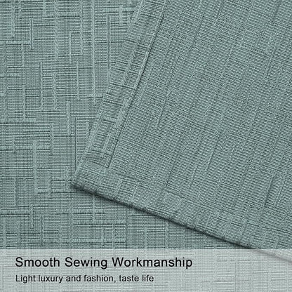 Jacquard Linen Curtains 84 inch Length 2 Panels Thick Faux Linen Blended Window Drapes Burlap Textured Curtains with Grommet for Living Room Bedroom Farmhouse (52x84 Lake Blue) Natural