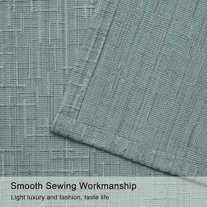 Jacquard Linen Curtains 96 inch Length 2 Panels Thick Faux Linen Blended Window Drapes Burlap Textured Curtains with Grommet for Living Room Bedroom Farmhouse (52x96 Lake Blue) Natural