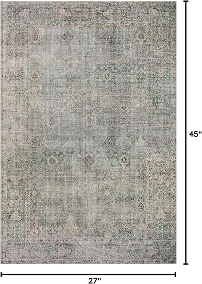 Loloi Chris Loves Julia Jules Collection JUL-08 Emerald/Antique Ivory 2'-3'' x 3'-9'', .13" Pile Height, Accent Rug
