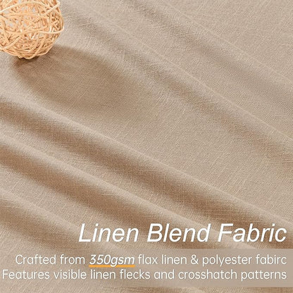 Topfinel 100% Blackout Linen Curtains 72 Inch Length,Pinch Pleated Neutral Back Tab Drapes with Hooks Room Darkening Heat Reducing Farmhouse Rustic Lined Draperies for Bedroom Baby Room 2 Panels Set