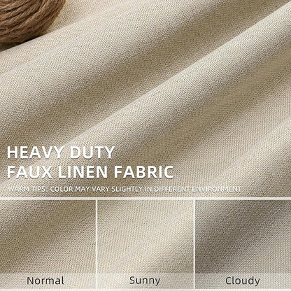 ChrisDowa 100% Blackout Natural Solid Solid Curtains 54 Inches Long 2 Panels for Bedroom Living Room,Farmhouse Room Darkening Thermal Insulated Soundproof Grommet Top Window Treatment Drapes,52x54