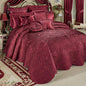 Touch of Class Portia Luxury Bedding | Rich Ruby Red | Premier Quilted Polyester Satin | Romantic Hand Guided Machine Quilted Scroll Design 3 Piece Set with Full Bedspread and 2 Standard Shams