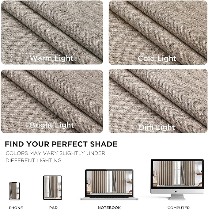 Joydeco Blackout Curtains for Bedroom - 120 Inch Long 100% Light Blocking 2 Panels Set Linen Drapes, Thermal Insulated Room Darkening Curtains, Linen Textured for Living Room, Rod Pocket & Back Tabs
